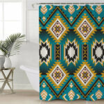 gb nat00517 turquoise geometric pattern shower curtain