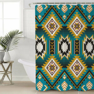gb nat00517 turquoise geometric pattern shower curtain
