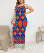 gb nat00520 pattern native oblique shoulder exposure dress with side split