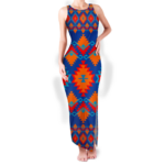 gb nat00520 pattern native round neck double slit sundress