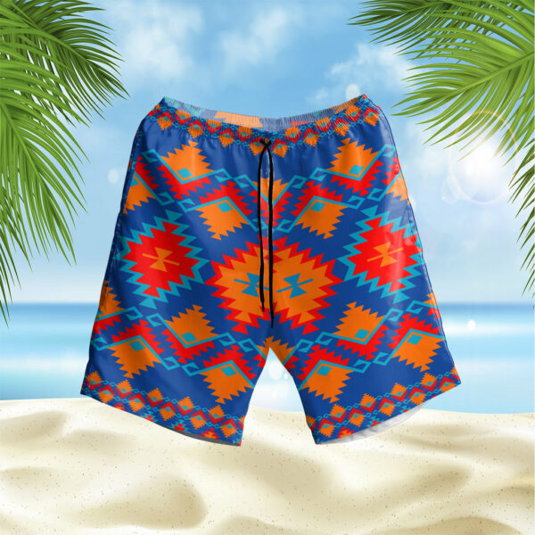 gb nat00520 red yellow geometric leatherette hawaiian shorts