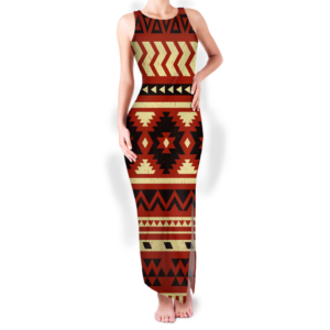 gb nat00521 pattern native round neck double slit sundress