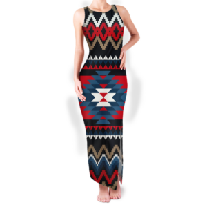 gb nat00529 pattern native round neck double slit sundress