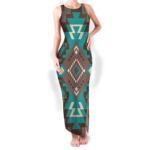 gb nat00538 01 pattern native round neck double slit sundress