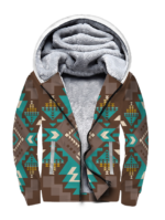 Blue Pattern Brown 3D Fleece Hoodie