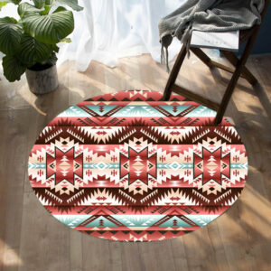 gb nat00540 red vector tribal native round carpet