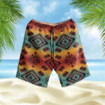 gb nat00541 blue orange pattern hawaiian shorts