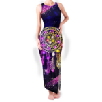 gb nat00546 pattern native round neck double slit sundress