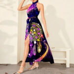 gb nat00546 purple yellow dress maxi ligation