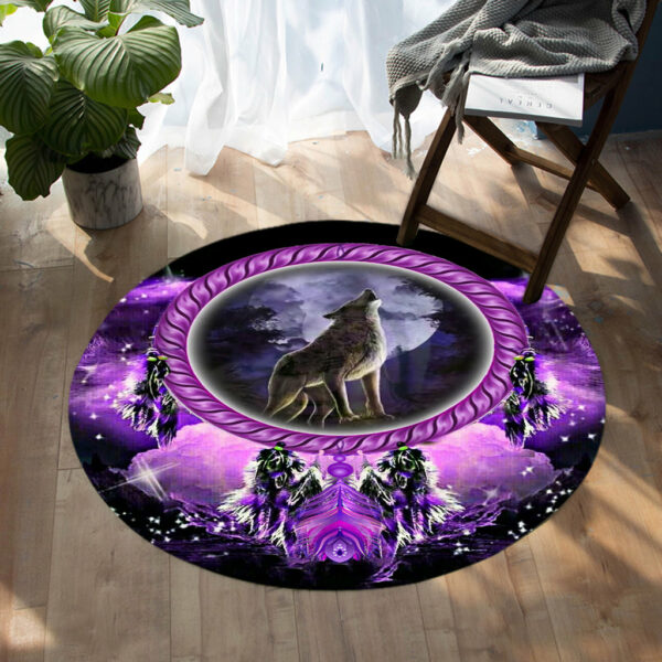 gb nat00564 howling wolf dream catcher round carpet