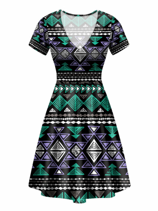 gb nat00578 neon color tribal round neck dress