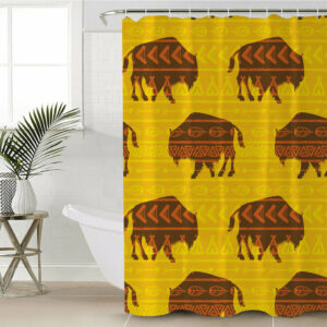 gb nat00587 vector bison yellow shower curtain