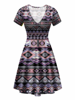 gb nat00593 ethnic pattern round neck dress