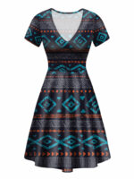 gb nat00598 seamless ethnic ornaments round neck dress