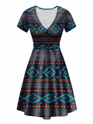 gb nat00598 seamless ethnic ornaments round neck dress