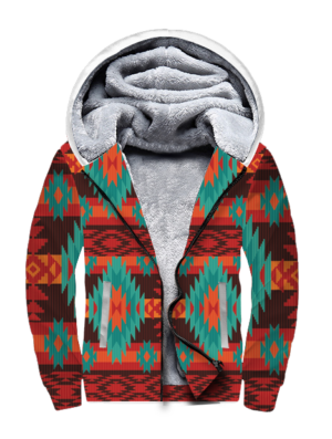 gb nat00611 red geometric pattern 3d fleece hoodie