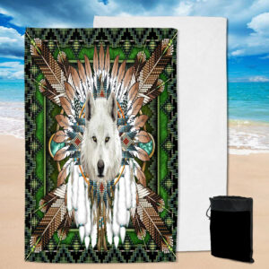 gb nat00639 mandala wolf native pool beach towel