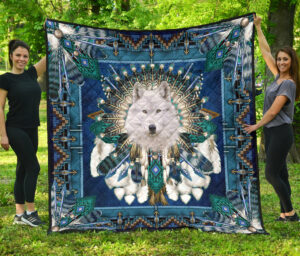 gb nat00648 pattern blue mandala wolf premium quilt