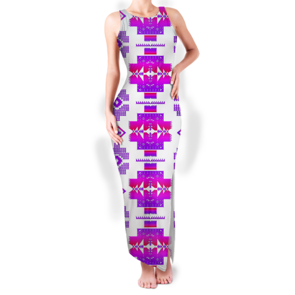 gb nat00720 01 pattern native round neck double slit sundress