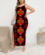 gb nat00720 03 pattern native oblique shoulder exposure dress with side split
