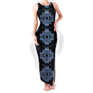 gb nat00720 05 pattern native round neck double slit sundress