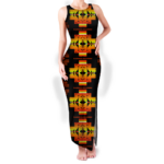 gb nat00720 06 pattern native round neck double slit sundress