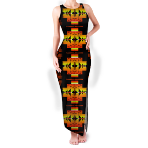 gb nat00720 06 pattern native round neck double slit sundress