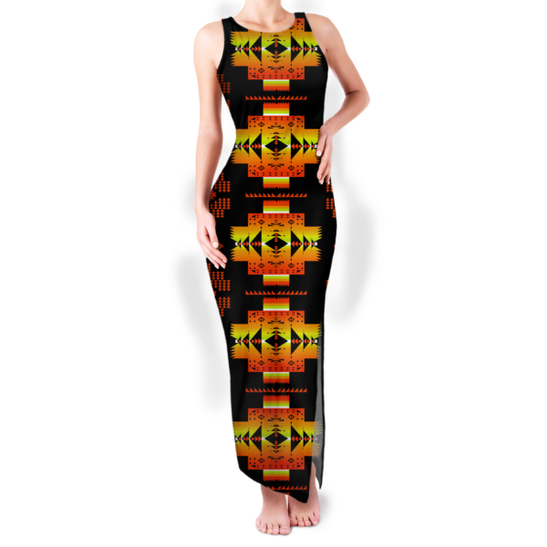 gb nat00720 06 pattern native round neck double slit sundress