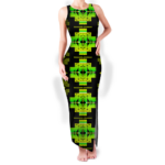 gb nat00720 07 pattern native round neck double slit sundress