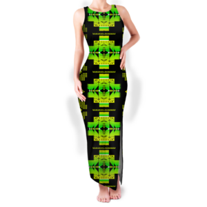 gb nat00720 07 pattern native round neck double slit sundress