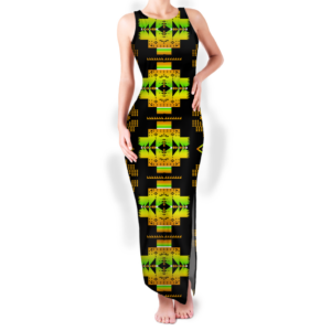 gb nat00720 08 pattern native round neck double slit sundress