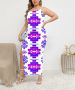 gb nat00720 10 pattern native oblique shoulder exposure dress with side split