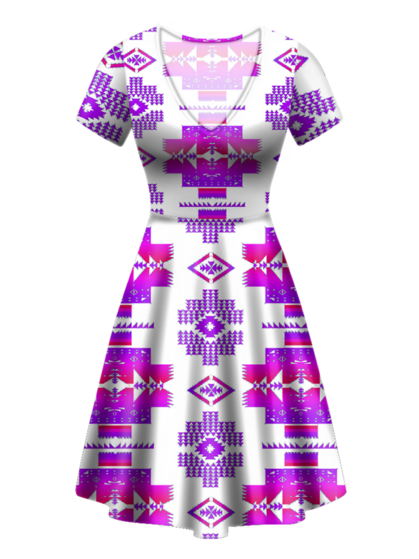 gb nat00720 10 pattern native v neck dress