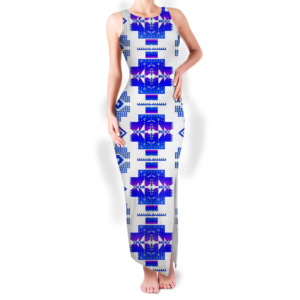 gb nat00720 11 pattern native round neck double slit sundress