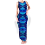 gb nat00720 13 pattern native round neck double slit sundress