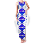 gb nat00720 14 pattern native round neck double slit sundress