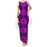 gb nat00720 15 pattern native round neck double slit sundress