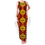gb nat00720 16 pattern native round neck double slit sundress