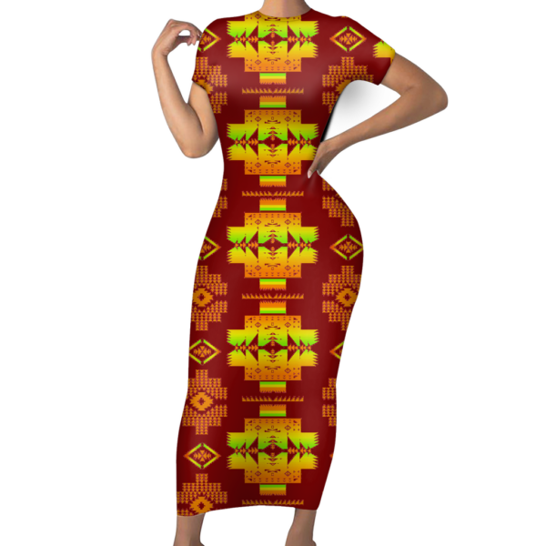 gb nat00720 16 pattern native short sleeved body dress