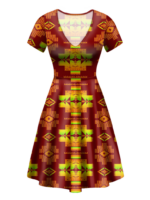 gb nat00720 16 pattern native v neck dress