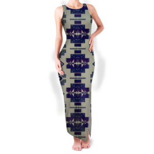 gb nat00720 17 pattern native round neck double slit sundress