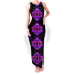 gb nat00720 pattern native round neck double slit sundress
