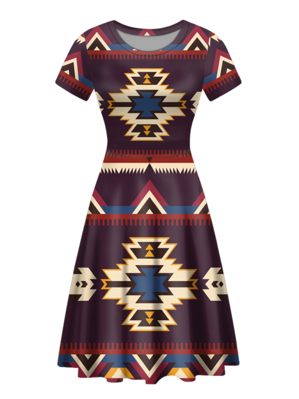 gb nat00736 native tribes pattern round neck dress