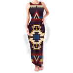 gb nat00736 pattern native round neck double slit sundress