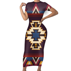 gb nat00736 pattern native short sleeved body dress