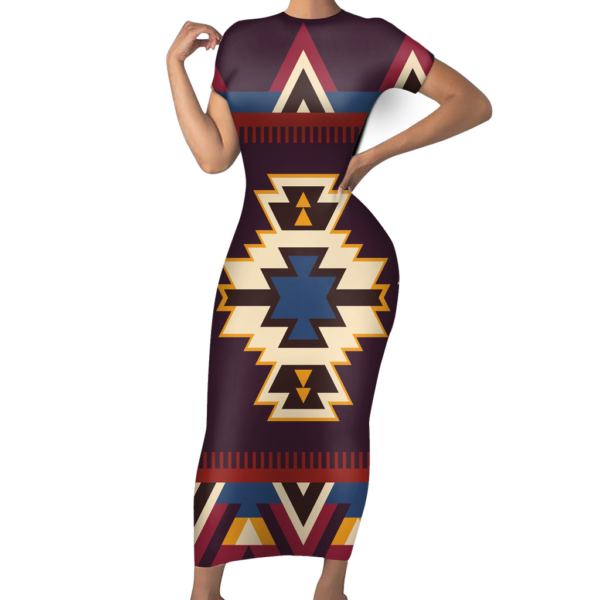 gb nat00736 pattern native short sleeved body dress