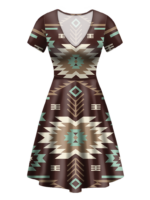 gb nat00737 pattern native v neck dress