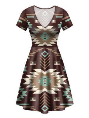 gb nat00737 pattern native v neck dress