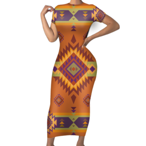 gb nat00738 pattern native short sleeved body dress