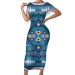 gb nat00740 pattern native short sleeved body dress